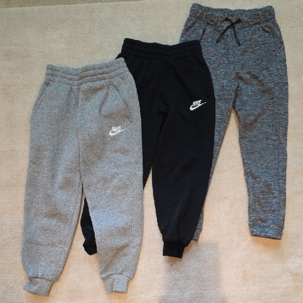 Nike Kids Sweatpants Trio - Gray, Black, and Heather Gray